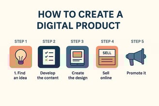 Steps to create and sell a digital product visually explained