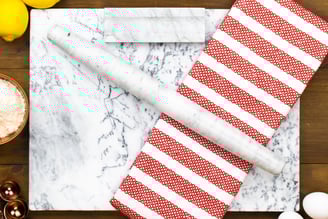 Marble Pastry Board and French Rolling Pin Set – 16” x 12” Chilling Slab + 16” Rolling Pin – Non-Slip Feet – Ideal for Baking