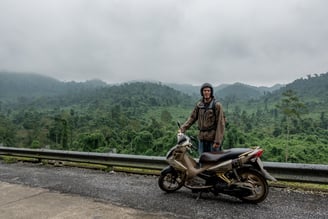Riding the motorbike in Phong Nha