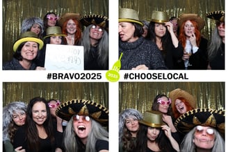 Guests at a restaurants awards event posing for photos capturing memories get the picture vintage photo booth Brighton