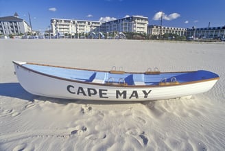 Lifeboat on Beach in the morning, Cape May, New Jersey