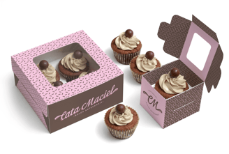 a box of cupcakes with a picture of a cupcake