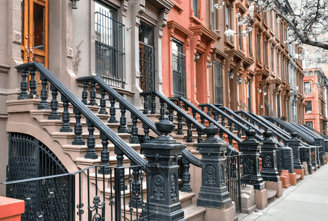 Calle en el barrio Harlem en Nueva York