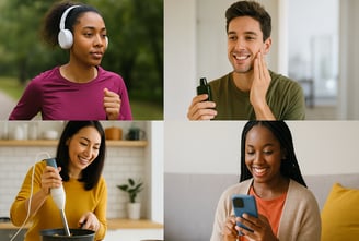 UGC examples: Collage of diverse people using products.