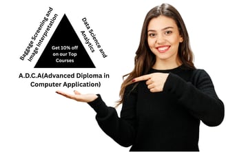 a woman holding a sign that showing trending courses