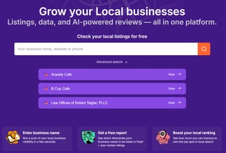 Screenshot of Semrush listing management tool's homepage