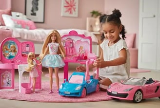 fille joue à la poupée barbie