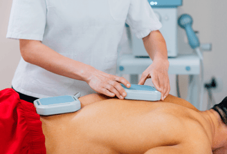 a man getting a massage at a massager