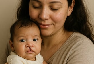 a woman holding a baby in her arms