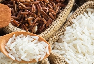 Brown rice, brans and Basmati rice