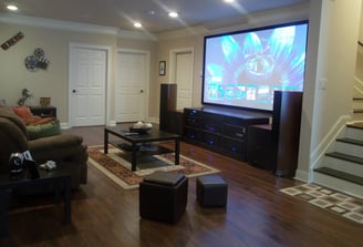 a living room with projector and projection screen. Richmond