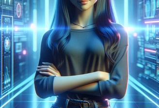 a woman in glasses and a black top