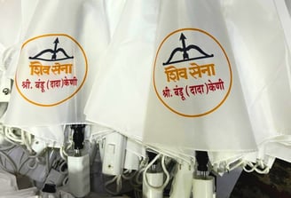 Promotional umbrellas printed for Political Party campaign in Navi Mumbai by LK Creations