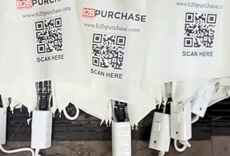 Customized umbrellas with brand name, website, and QR code delivered in Mumbai