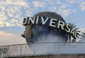 Universal Orlando Resort sign rotating ball