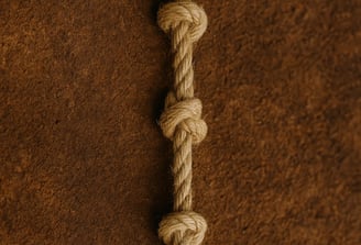 Corde avec des nœuds illustrant l’ancrage progressif et structuré de la Tríade Sutil énergétique