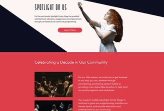 Website landing page for Spotlight Center Stage integrated digital campaign.