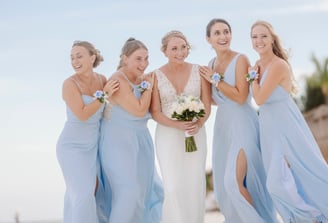 a bridesmaid bridesmaid in a blue dress