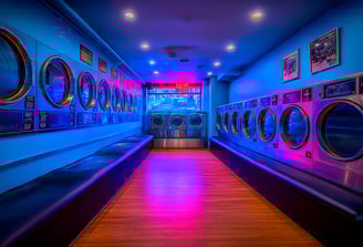 a futureistic laundromat in downtown seattle