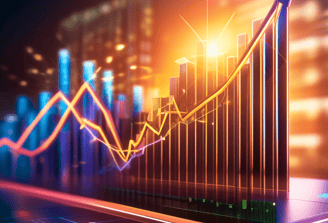 Gráfico de barras y línea ascendente simbolizando el crecimiento en ventas y tráfico web gracias al
