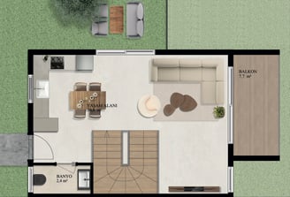 Villa Tip 1 - Zemin Kat Planı