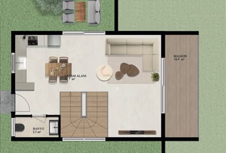 Villa Tip 2 - Zemin Kat Planı
