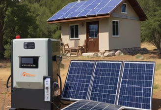 A field of solar panels is positioned under a clear blue sky. The panels are arranged in rows, capturing sunlight efficiently. The sleek, reflective surface of the panels gives a modern and clean look.