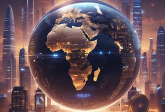 a globe globe with a cityscapeople and a clock tower