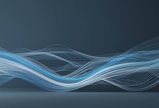 a blue and white wave of light on a dark background