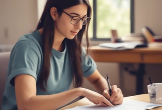 A close-up of a passport with various visa stamps and signatures. On top of the passport pages, there are miniature figures of people depicted as travelers with luggage carts. The background is partially a dark blue passport cover with a golden emblem.