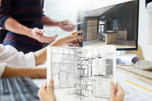 a group of people working on a interior design project