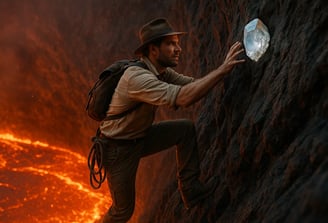 Archéologue aventurier trouve une pierre dans le coeur d'un volcan pour les journées européennes.