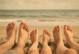 pieds nus sur la plage pour la journée nationale de la santé du pied.