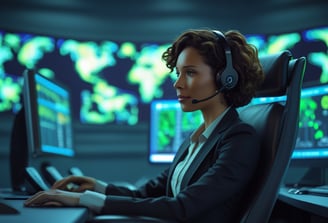 a woman in a headset with a headset and a headset