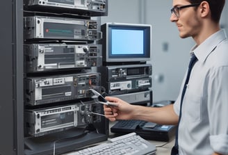 A modern retail store interior featuring a display of mobile phones on wooden tables. The foreground has a row of four smartphones on display, each with its own charging station and information label. In the background, people are browsing other electronic devices, possibly tablets, on another table.