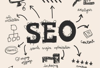 a hand drawn seo search engine