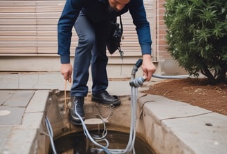 a man putting a cable inside a drain