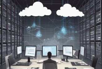 Two individuals are engaged in a robotics task at a desk equipped with a computer displaying a 3D model of a robotic vehicle. They are surrounded by various robotic parts and kits, suggesting involvement in a constructive or educational activity.