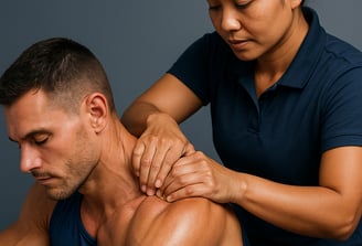 Deep tissue massage for back and shoulders in a professional spa setting