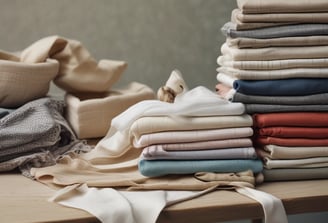A pair of hands gently holds three small bottles of essential oils labeled 'Frankincense,' 'Lavender,' and 'Balance.' The background is a soft blue, matching the lace-trimmed sleeves of the person's clothing.