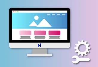 Illustration d'un écran d'ordinateur sur une page d'accueil de site web et des outils de maintenance