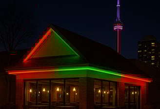 Commercial Christmas lighting installed across the GTA by Toronto Glow using Celebright LED systems