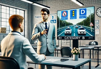 a man in a suit and tie is standing in front of a tv screen
