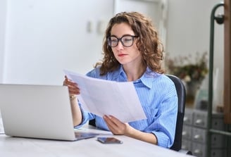 person reading a report