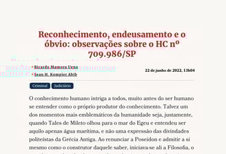 Reconhecimento, endeusamento e o óbvio: observações sobre o HC nº 709.986/SP.