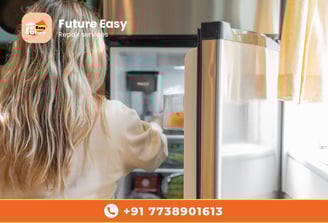 Woman opening a refrigerator, Future Easy repair services.