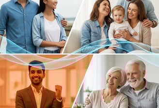 Collage de imagenes que representan las diferentes étapas de vida 