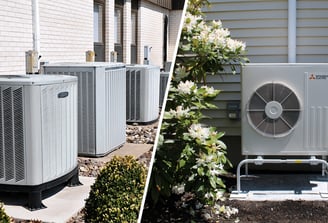 Image of air conditioning condensers and mini-split condensers installed at customers homes