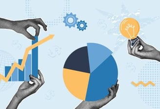 hands holding a pie chart of a pie chart