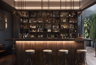 A backyard with a table and chairs and an umbrella